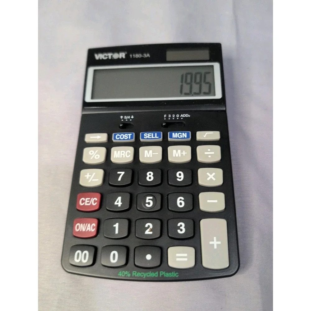 Victor 11803A Business Calculator 12-Digit LCD Solar Battery‎ Black